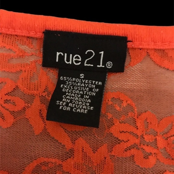 Rue 21 Orange White Stripped Short Sleeve Shirt Woman Size Small - Picture 5 of 5